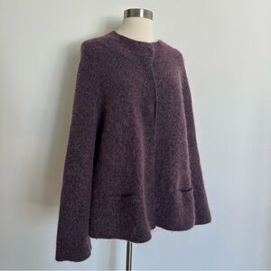 Eileen Fisher Purple Cardigan Sweater Sz L Mohair Wool Cashmere